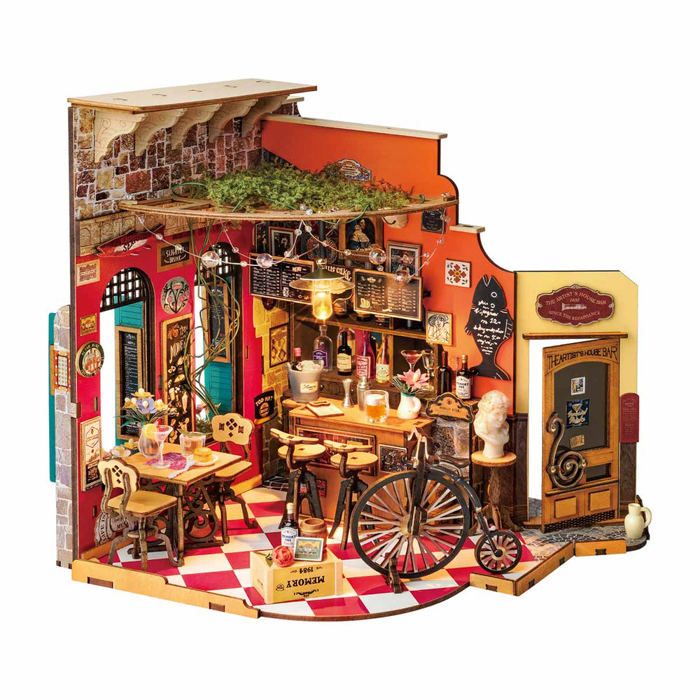 ROBOTIE Sakura Densya aison de poupée en Bois, DIY Book Nook Kit