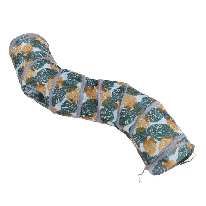 Meilleurs prix pour Tunnel pour chat - EINNENFFER - Pliable - Imprimé feuille sauvage - 25x125 cm - Résistant à la déchirure