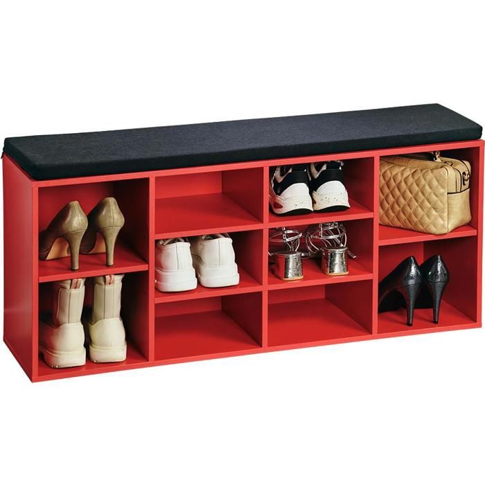 Rangement pour chaussures - KESPER - Banc rouge - 10 étagères - 1035 × 48 × 295 cm - Bois aggloméré Rangement pour chaussures - KESPER - Banc rouge - 10 étagères - 1035 × 48 × 295 cm - Bois aggloméré