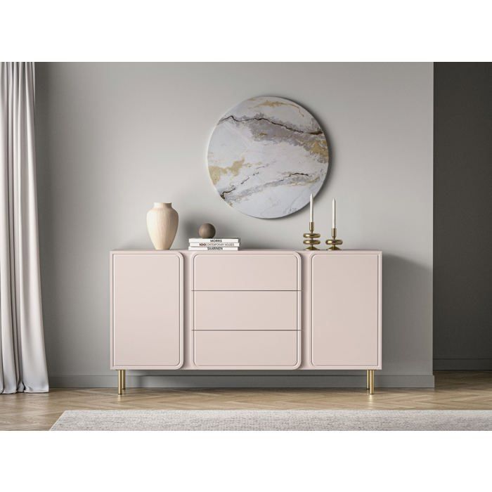 Buffet 2 portes avec 3 tiroirs - LOPPA - 160 cm - beige cachemire