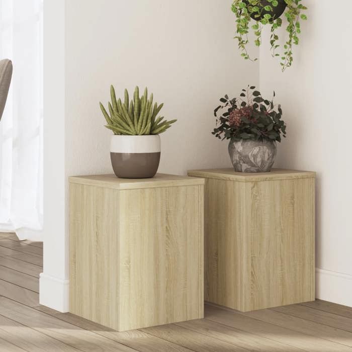 Supports pour plantes - vidaXL - Chêne sonoma - Bois dingénierie - 25x25x35 cm - Lot de 2