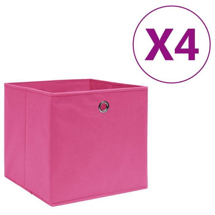 Boîtes de rangement pliables - VIDAXL - Tissu intissé - 28x28x28 cm - Rose - Lot de 4 - Pliable - Élégant