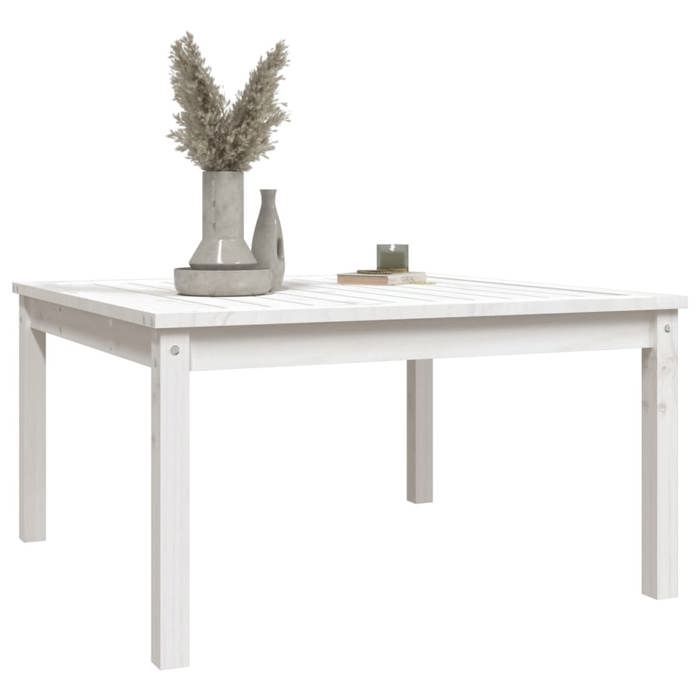 Black Friday Table à dîner de jardin BURKE 2/4 PERSONNES blanc 825x825x45 cm bois massif de pin TTT639