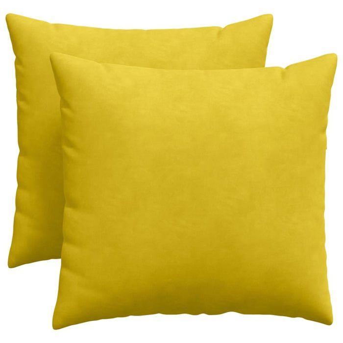 Coussins de canapé en velours - vidaXL - Jaune - 50x50 cm - Housses amovibles - Rembourrage polyester - Usage intérieur
