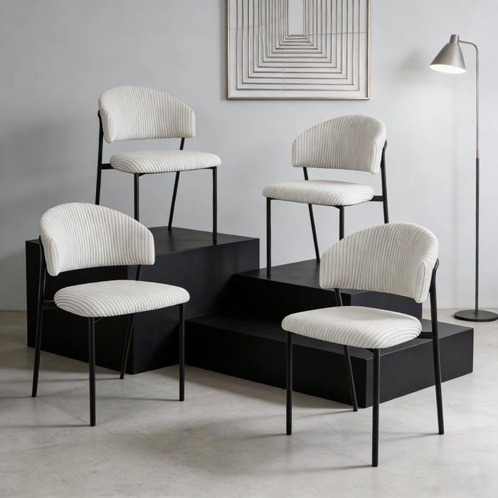JIEXI Lot de 4 chaises de salle à manger rembourrées en velours côtelé pieds en acier au carbone pieds antidérapants