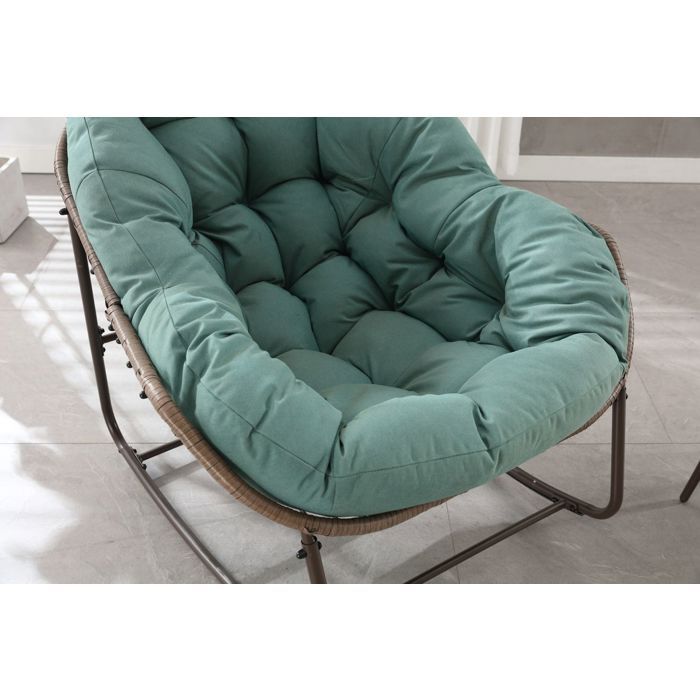 Fauteuil - SOGEU - Grand format - Coussin épais - Siège extra-large - Résine tressée vert clair