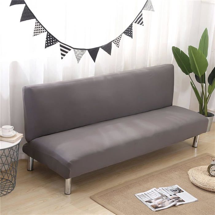 Housse Clic Clac 190X140Cm Couverture De Canapé Extensible Sans Bras 3 Places-Protection De Meubles Pour Canapé Pliable-Gris[BI104]