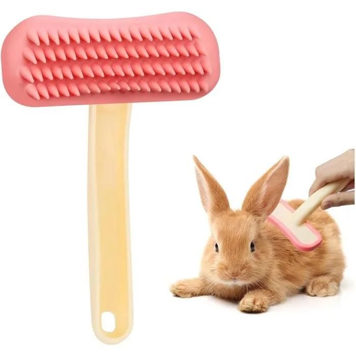 Brosse à lapin éliminant les poils morts peigne pour animaux de compagnie compact et portable pour lapins et petits animaux