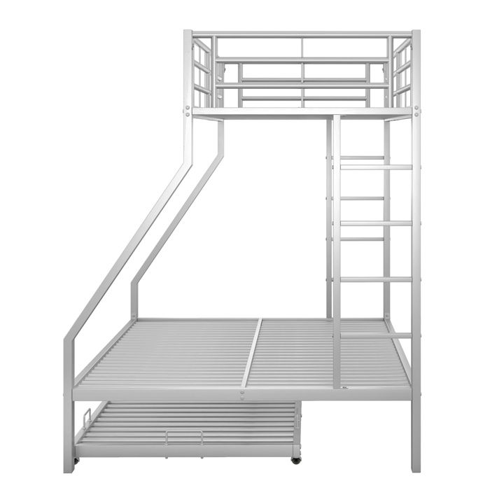 Lit superposé en métal – avec lit gigogne – 90x200 / 140x200 / 90x190 – argent
