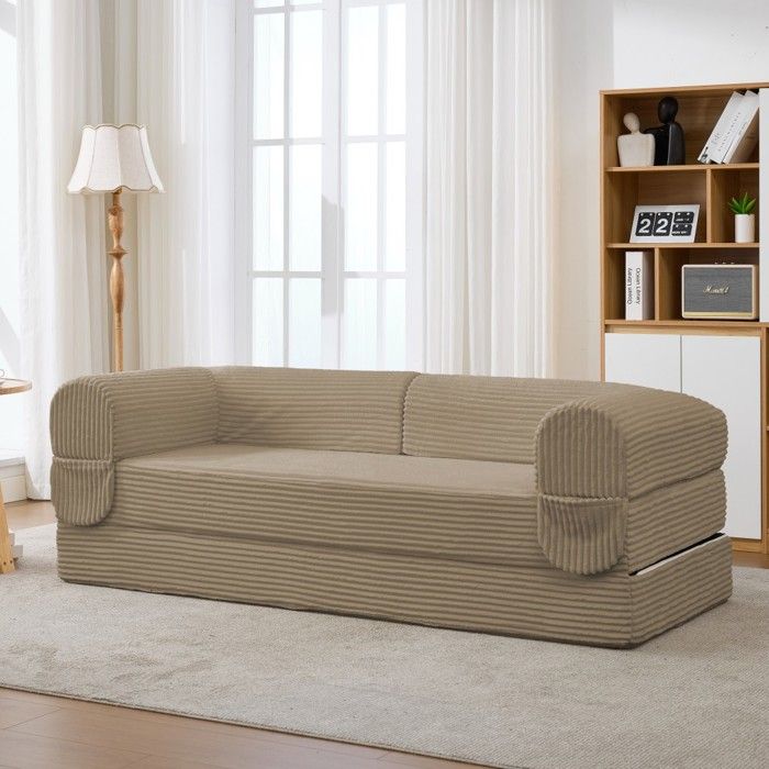 Canapé‑lit 2 Places Brun Velours Côtelé 190x78x65cm Futon Convertible Gain de Place Salon Chambre Canapé‑lit 2 Places Brun Velours Côtelé 190x78x65cm Futon Convertible Gain de Place Salon Chambre