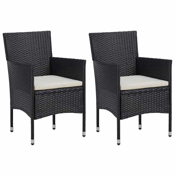 Noir Chaises de jardin lot de 2 Résine tressée Noir - Siège de balcon LV66538