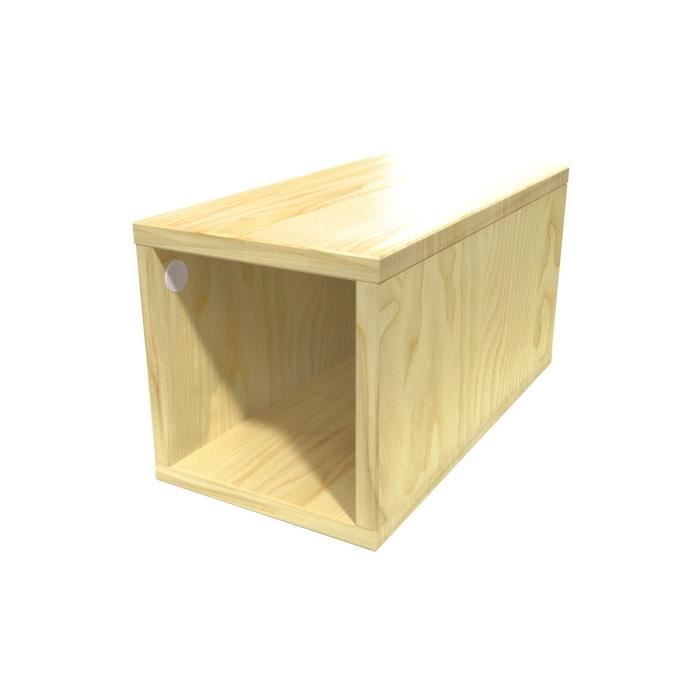 cube de rangement bois largeur 25 cm - couleur - miel, dimensions - 25x50