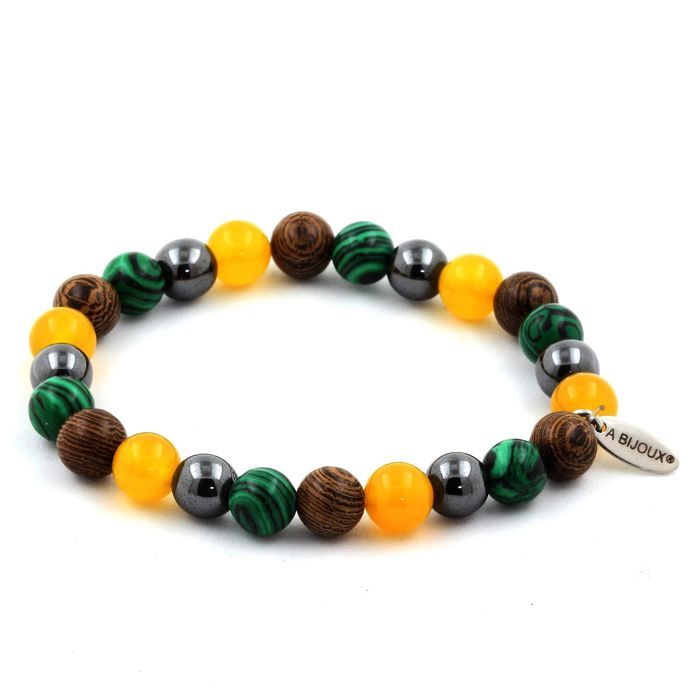 Bracelet Perles Hématite Multicolore 8 Mm - Pierres Et Minéraux - Fabriqué En France - Neuf Avec étiquettes