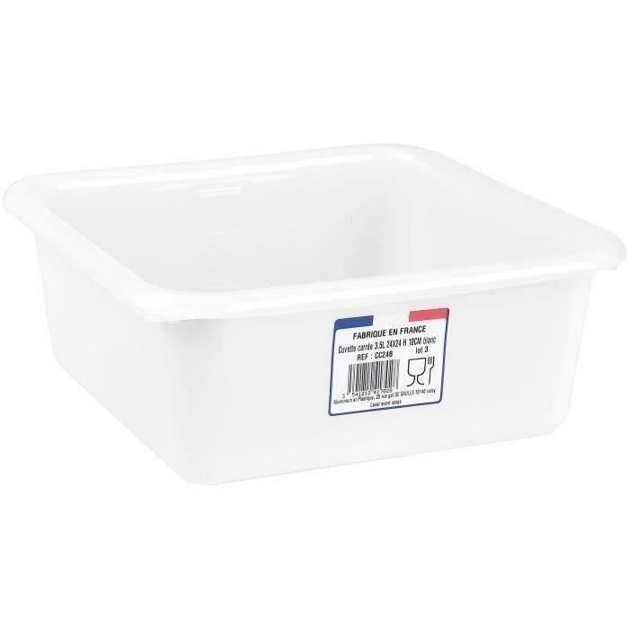 ALUMINIUM ET PLASTIQUE Cuvette carrée 24 cm 3.5 L - Blanc alimentaire
