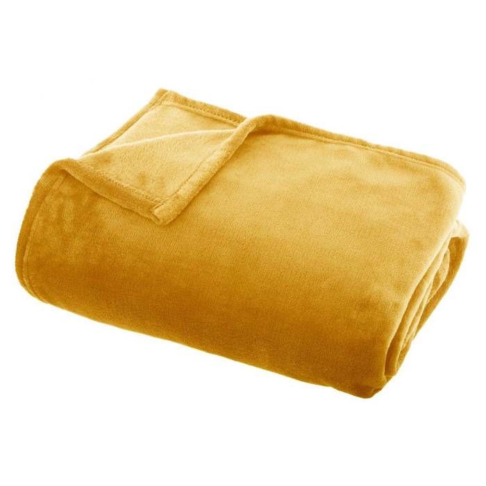 Plaid flanelle jaune 130x180cm - Atmosphera Créateur dintérieur
