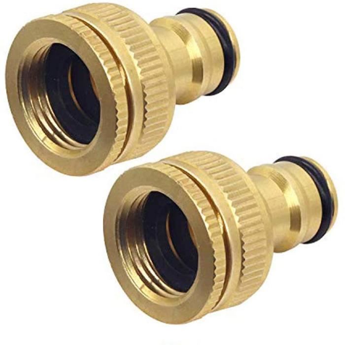 Hydrogarden 2 Pièces Connecteur de Robinet en Laiton Jardin 3/4 Pouce et 1 Pouce 2-en-1 Adaptateur Femelle à Fente 