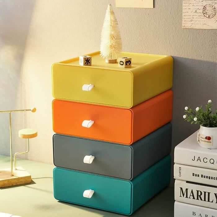 Boîte à Tiroirs En Cuir Synthétique XNONE - 2 Tiroirs Pour Rangement Dosettes Café, Bijoux, Bureau - Gris