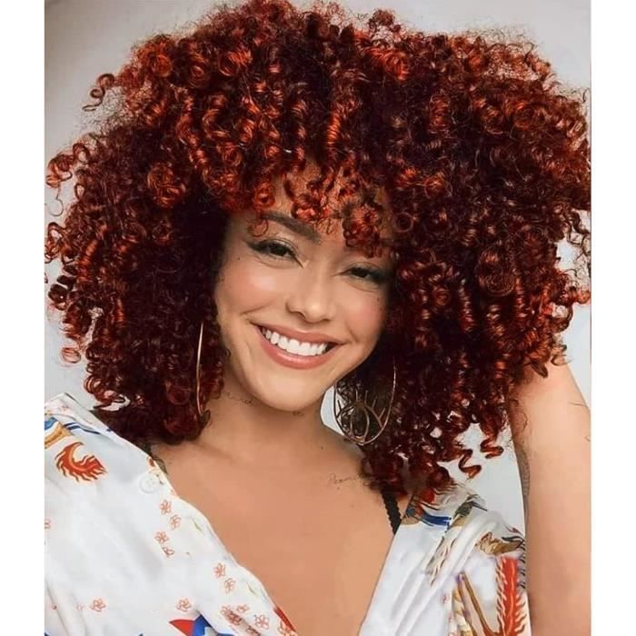 Colourfulpanda Perruque Femme Afro Perruque Rousse Naturelle Bouclée  Cheveux Jerry Kinky Wig Cap 150% Densité Auburn Perruque[H1577] - Cdiscount  Au quotidien