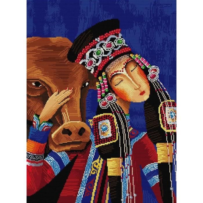 Awesocrafts Point De Croix Kit Complet Estampé, Quatre