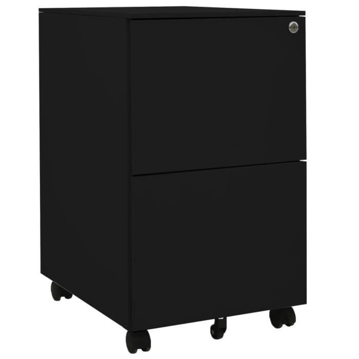 Armoire à tiroirs mobile Noir 39x45x67 cm Acier - GKK - A3359 - Meuble de bureau - Contemporain - Design