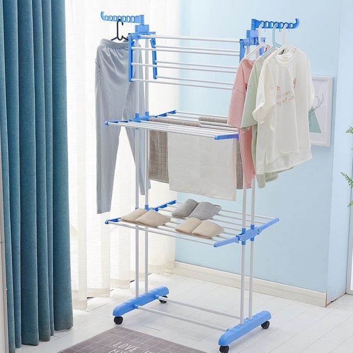 Ehskzjh Séchoir À Linge Pliant À 3 Niveaux, Etendoir À Linge Intérieur En Acier Inoxydable Ehskzjh Séchoir À Linge Pliant À 3 Niveaux, Etendoir À Linge Intérieur En Acier Inoxydable