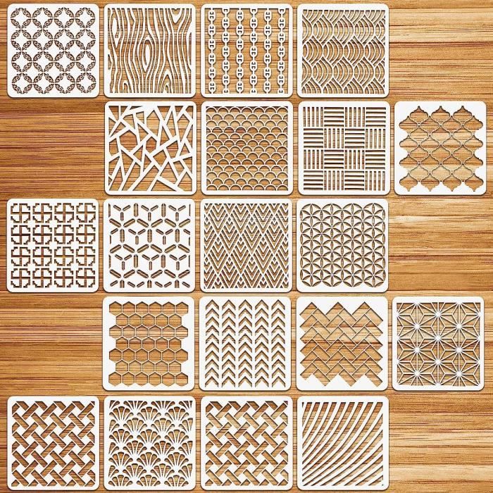 8 Pochoirs Texture JSRQT 12x24cm - Motifs Brique, Pierre, Léopard Pour DIY Meubles Et Murs