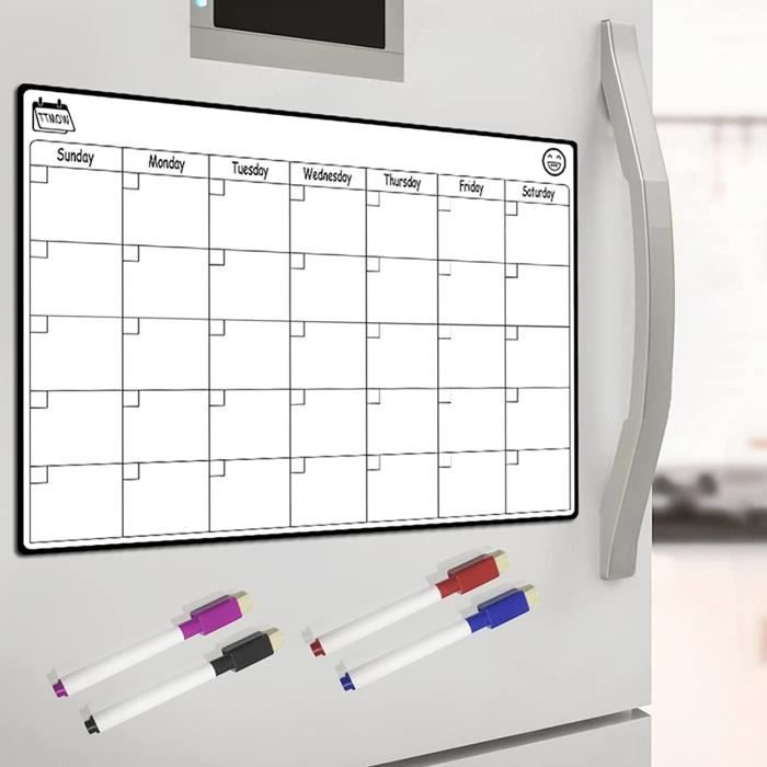 Kit Calendrier Magnétique Pour Frigo - Planning Mensuel & Hebdo - 40 Étoiles Aimantées + Marqueurs - Organisation Famille