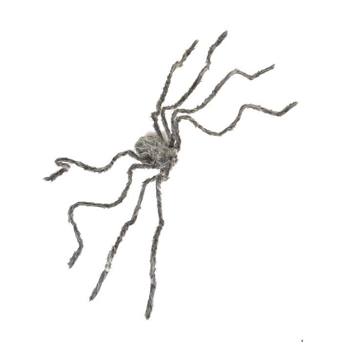Araignée géante grise velue Halloween 160 cm - Gris