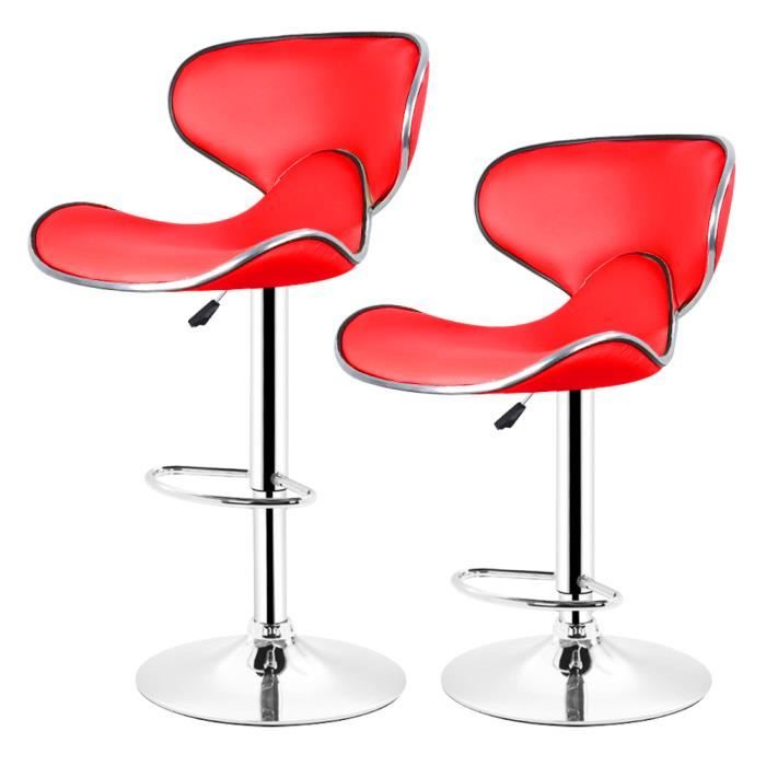 Xia Lot De 2 Tabouret De Bar Reglable Rouge Chaise De Bar Pivotant Tabourets De Bar Achat Vente Tabouret De Bar Cdiscount