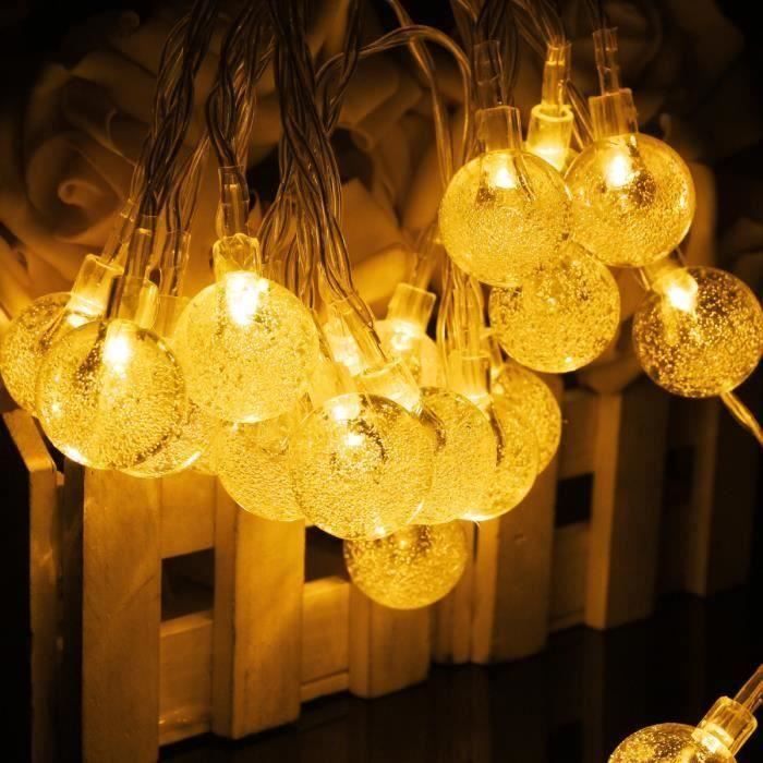 Guirlande Solaire Exterieur Oreunik - 7m 30 LED Cristal Craquelé | 8 Modes, Étanche IP65