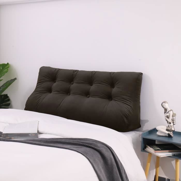 VERCART Coussins Triangulaires Oreiller Incurvé de Grande Taille Oreiller de Lecture Velours Café 120CM VERCART Coussins Triangulaires Oreiller Incurvé de Grande Taille Oreiller de Lecture Velours Café 120CM