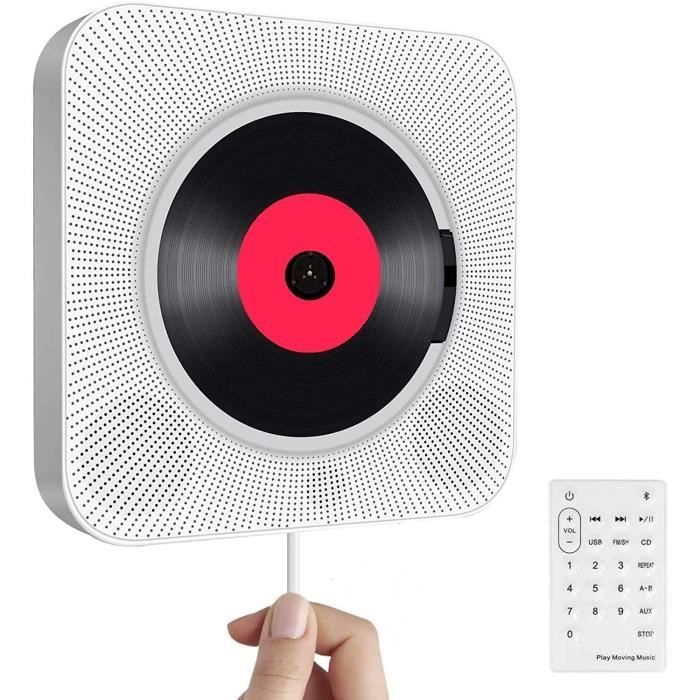 Lecteur CD Portable avec Bluetooth,Haut-Parleur HiFi Mural intégré,Haut-parleurs Audio pour la Maison avec Radio FM à Distance,Prise
