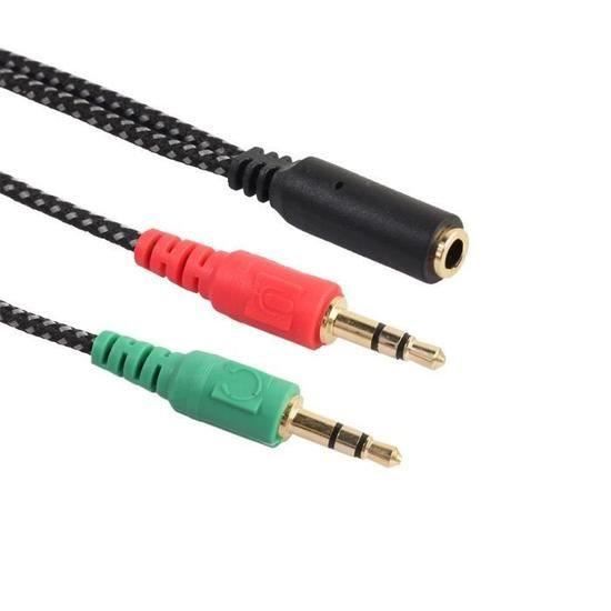 Câble Splitter Audio Jack 3,5mm Femelle Vers 2x Mâle - 20cm, Pour Séparer Casque Et Micro