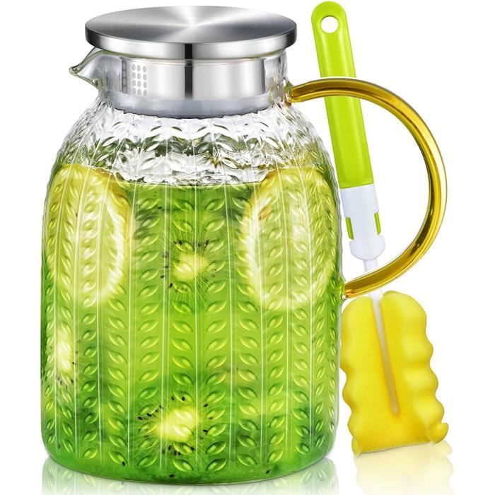Carafe En Verre Borosilicaté Aofmee 1,8L - Pichet Avec Couvercle Pour Boissons Chaudes Et Froides