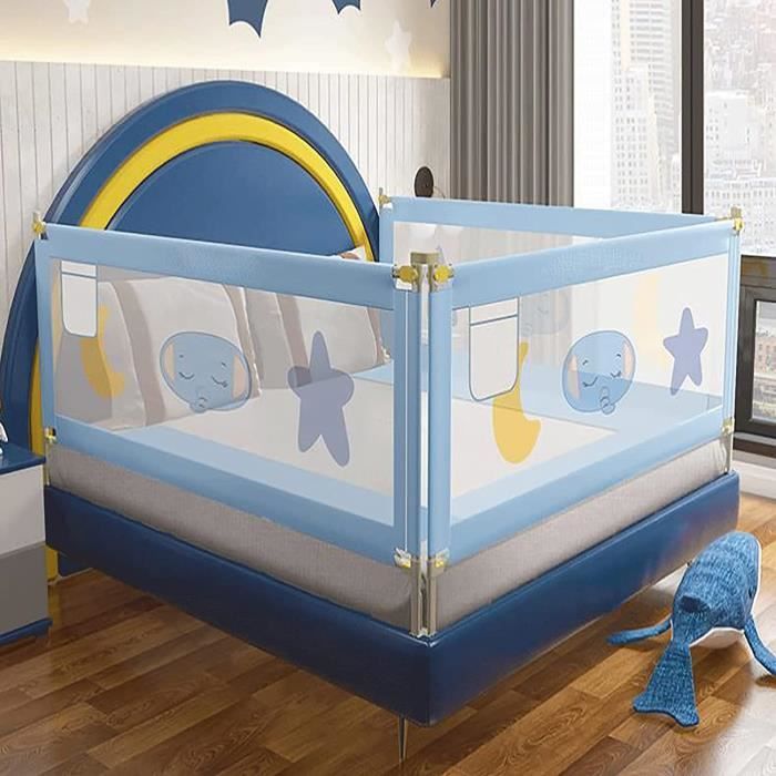 GUUSII HOME Barriere De Securite Enfant Lit 185cm Extra Long Pliable Barrières Lit Safety Bebe Cododo Amovible Barre Protection Bord Anti Bébé Chute Garde Corps Lit Enfant Réglable En Hauteur(Gris