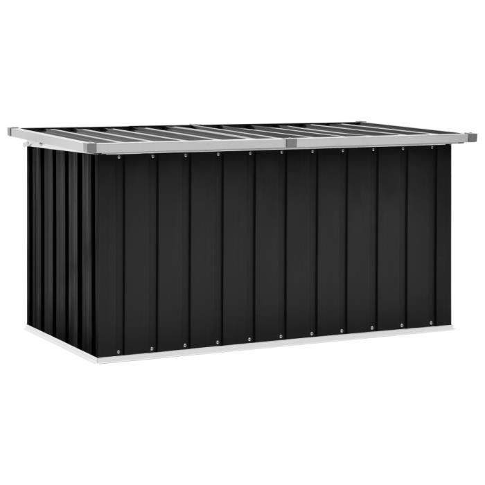 Boîte de rangement - Anthracite - 129x67x65 cm - Acier galvanisé - Ouverture facile - Extérieur