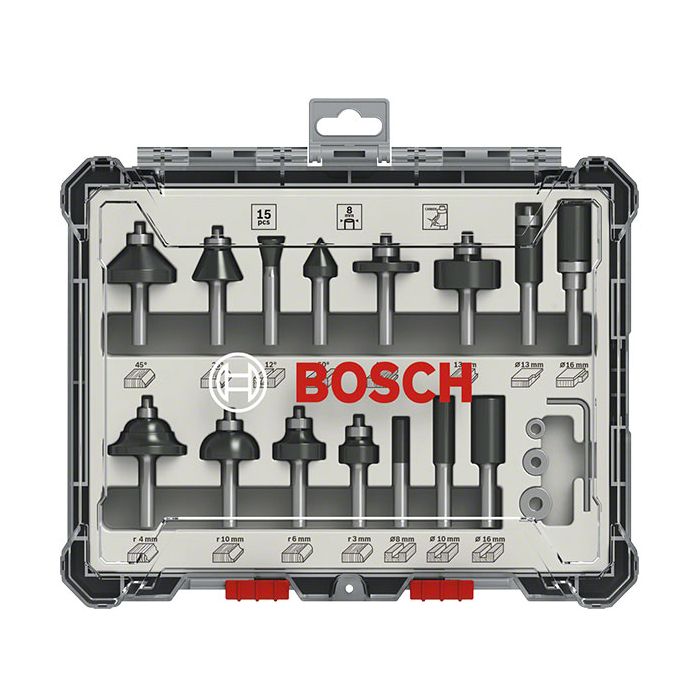 Kit De Fraises Mixtes Bosch 2607017471 – 15 Pièces, Queue 6 mm - vue 3