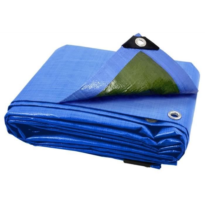 Bâche Oeillets Tenax 4x6m 90g/m² - Imperméable Vert-Bleu Protection Extérieur