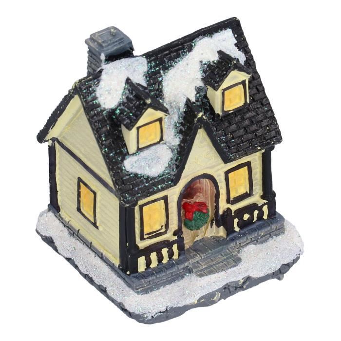 Dilwe Maison de Noël en résine Village de Noël Lumière LED Maison
