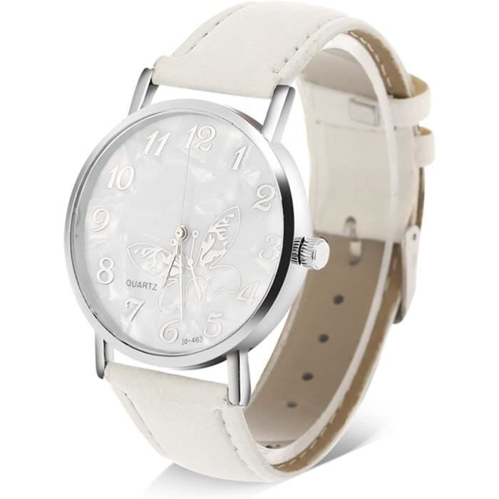 Montre Bracelet Femme élégante - Cadran Doré Et Rouge, Aiguilles Lumineuses - Sans Marque Neuve