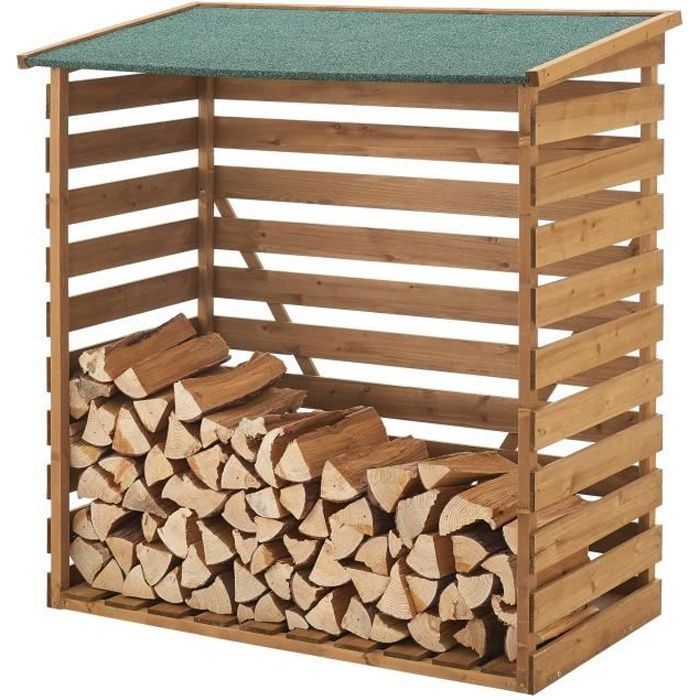 Abri-bûches couvert sapin 123 x 116 x 64 cm [en.casa]