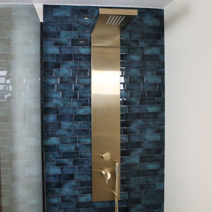 Panneau de douche mitigeur mécanique ESSEBAGNO Essekadra - or brossé
