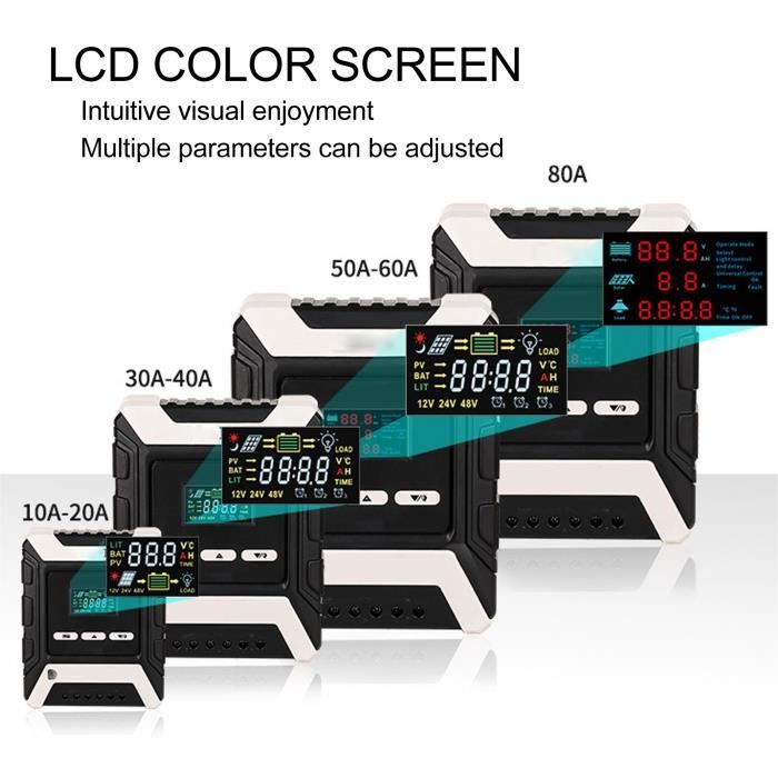 Contrôleur Solaire MPPT 100A 12-48V - Régulateur Panneau Solaire, écran LCD, USB, Protection - 4