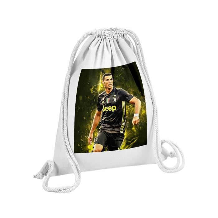 Sac de Gym en Coton Blanc Cristiano Ronaldo CR7 Football Star Artwork Turin 12 Litres Blanc Cdiscount Sport