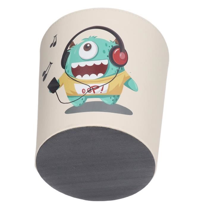 Poubelle Décorative Enfant En Cuir PU - Motif Monstre Vert, Grande Capacité, Base Antidérapante