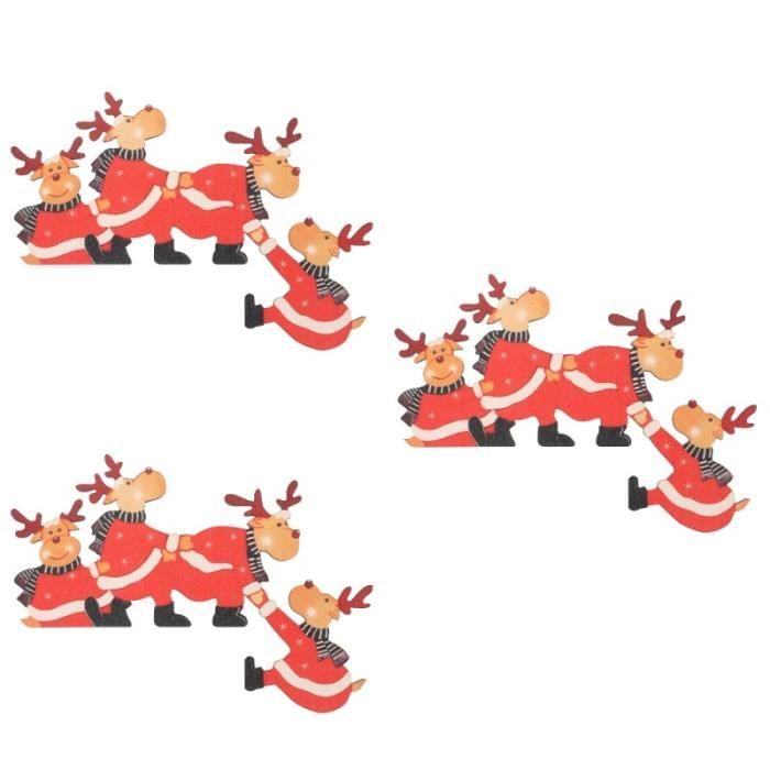3 PCS Porte de Noël en bois Décoration de la décoration de fenêtre de