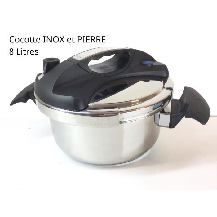 Cocotte minute autocuiseur 8 Litres Inox et Pierre tous feux induction