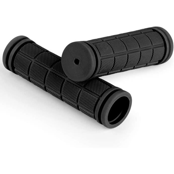 Paire de Poignées de Vélo Ergonomiques en Caoutchouc Souple Antidérapant pour BMX VTT Taille 107mm Diametre 23mm~28mm Noir