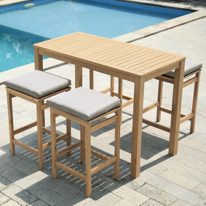 Mange debout ARUBA en acacia massif 4 places - coussins sable