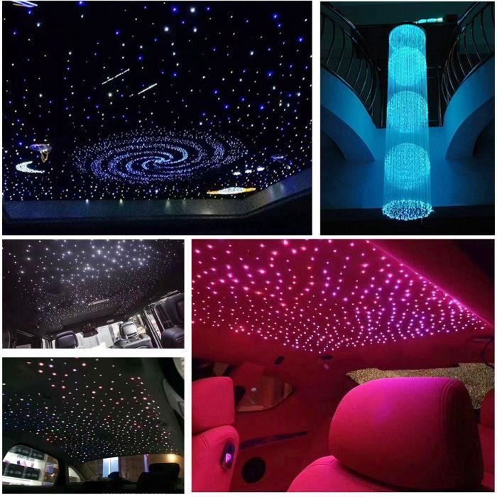 AKEPO Lot De 900 Lumières à Fibre Optique 20 W RGBW - Différentes Couleurs - Application Scintillante - 900 Pièces De 0,1 Cm - 3 M - Pour Maison/ Voiture